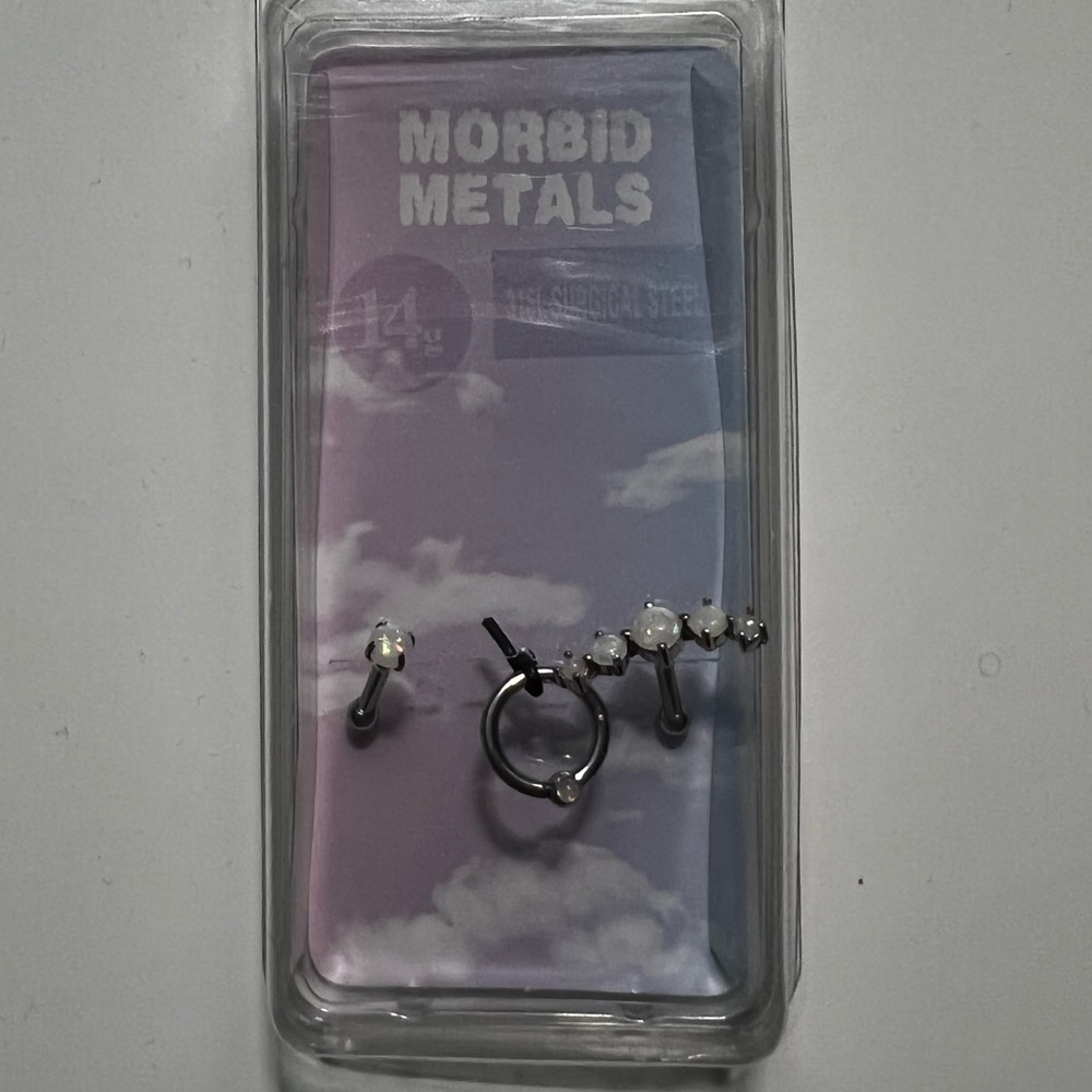 *NWT* Morbid Metals surgical steel opal ring 3 pack 14g